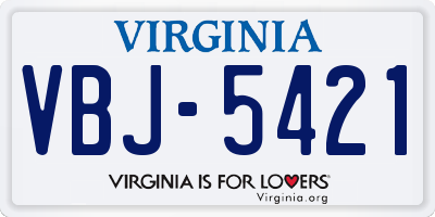 VA license plate VBJ5421