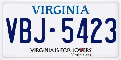 VA license plate VBJ5423