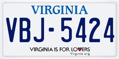 VA license plate VBJ5424