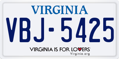 VA license plate VBJ5425