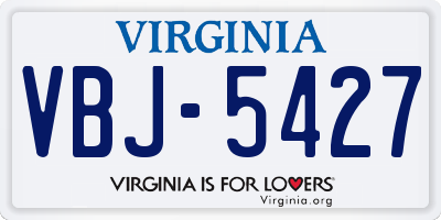 VA license plate VBJ5427