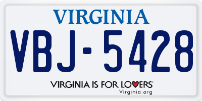VA license plate VBJ5428