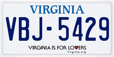 VA license plate VBJ5429