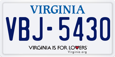 VA license plate VBJ5430
