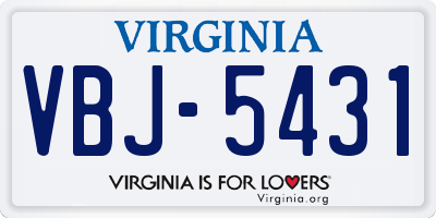 VA license plate VBJ5431