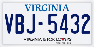 VA license plate VBJ5432