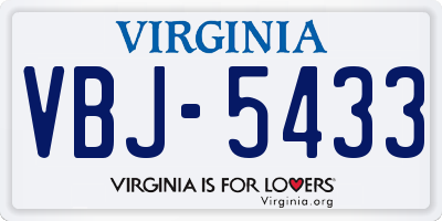 VA license plate VBJ5433
