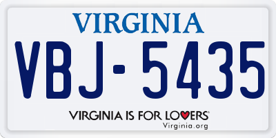 VA license plate VBJ5435