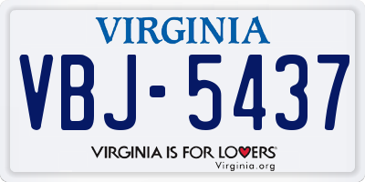 VA license plate VBJ5437