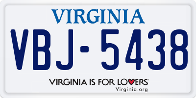 VA license plate VBJ5438