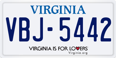 VA license plate VBJ5442