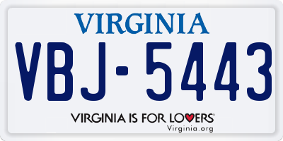 VA license plate VBJ5443