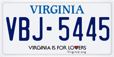 VA license plate VBJ5445