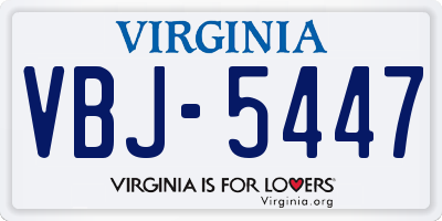 VA license plate VBJ5447