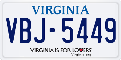 VA license plate VBJ5449
