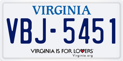VA license plate VBJ5451