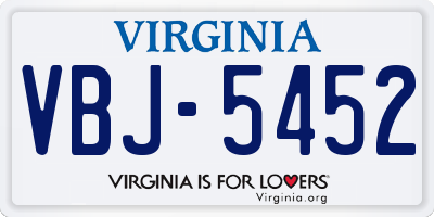 VA license plate VBJ5452