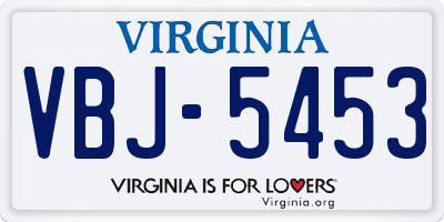VA license plate VBJ5453