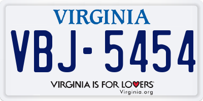 VA license plate VBJ5454