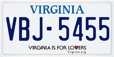 VA license plate VBJ5455