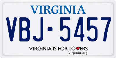 VA license plate VBJ5457