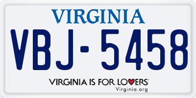 VA license plate VBJ5458