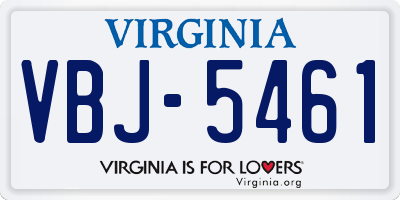 VA license plate VBJ5461