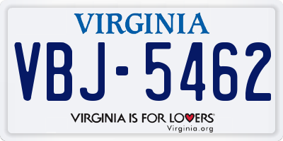 VA license plate VBJ5462