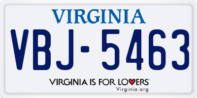 VA license plate VBJ5463