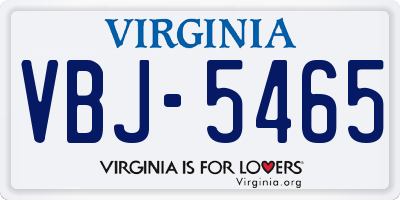 VA license plate VBJ5465