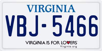 VA license plate VBJ5466