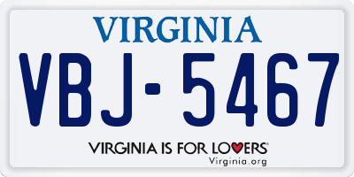 VA license plate VBJ5467
