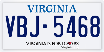 VA license plate VBJ5468