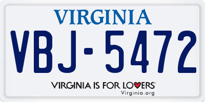 VA license plate VBJ5472