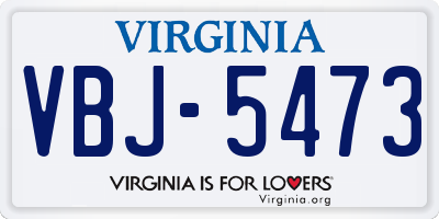 VA license plate VBJ5473