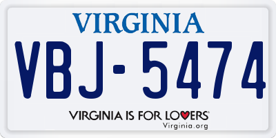 VA license plate VBJ5474