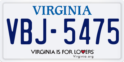 VA license plate VBJ5475