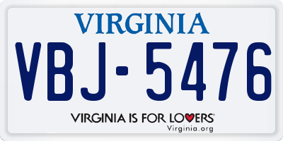 VA license plate VBJ5476