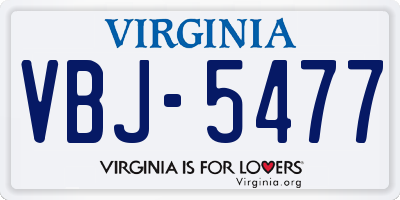 VA license plate VBJ5477