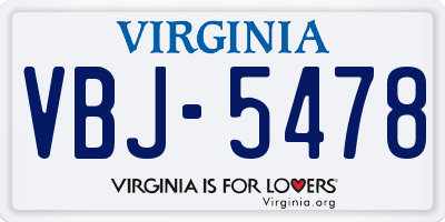 VA license plate VBJ5478