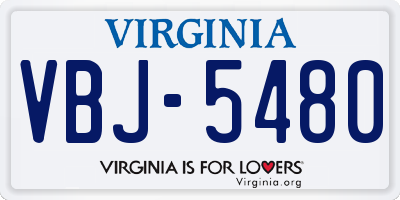 VA license plate VBJ5480