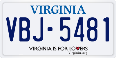 VA license plate VBJ5481