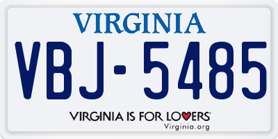 VA license plate VBJ5485
