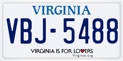 VA license plate VBJ5488