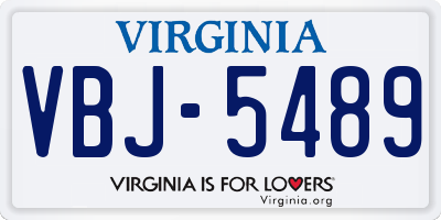 VA license plate VBJ5489