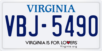 VA license plate VBJ5490