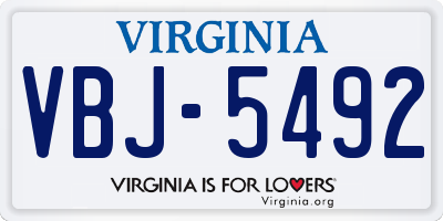 VA license plate VBJ5492