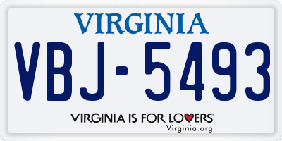 VA license plate VBJ5493