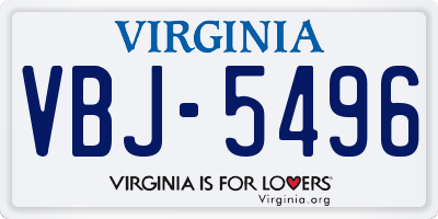 VA license plate VBJ5496