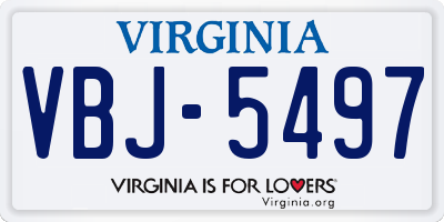 VA license plate VBJ5497